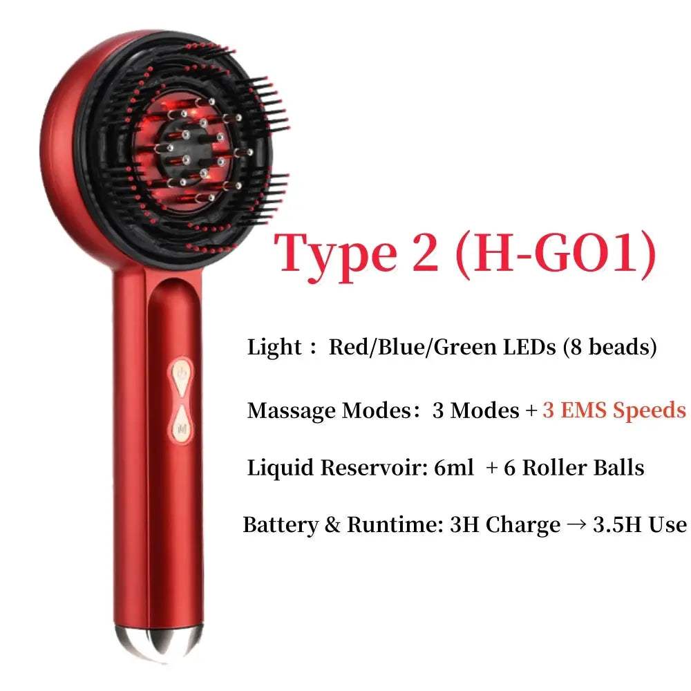 Simples Market electric head massager with red LED lights and ergonomic red handle