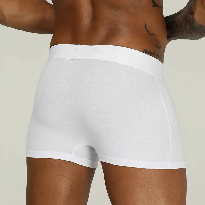 Men's white cotton boxer briefs for comfortable everyday wear