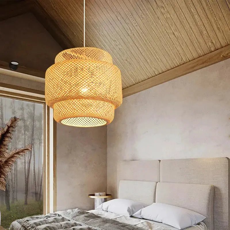 Hand Knitted Chinese Style Weaving Bamboo Pendant Lamp 18 Cm 19 Cm 30 Cm Hanging Light For Restaurant And Home Decor E27 - Simples Market