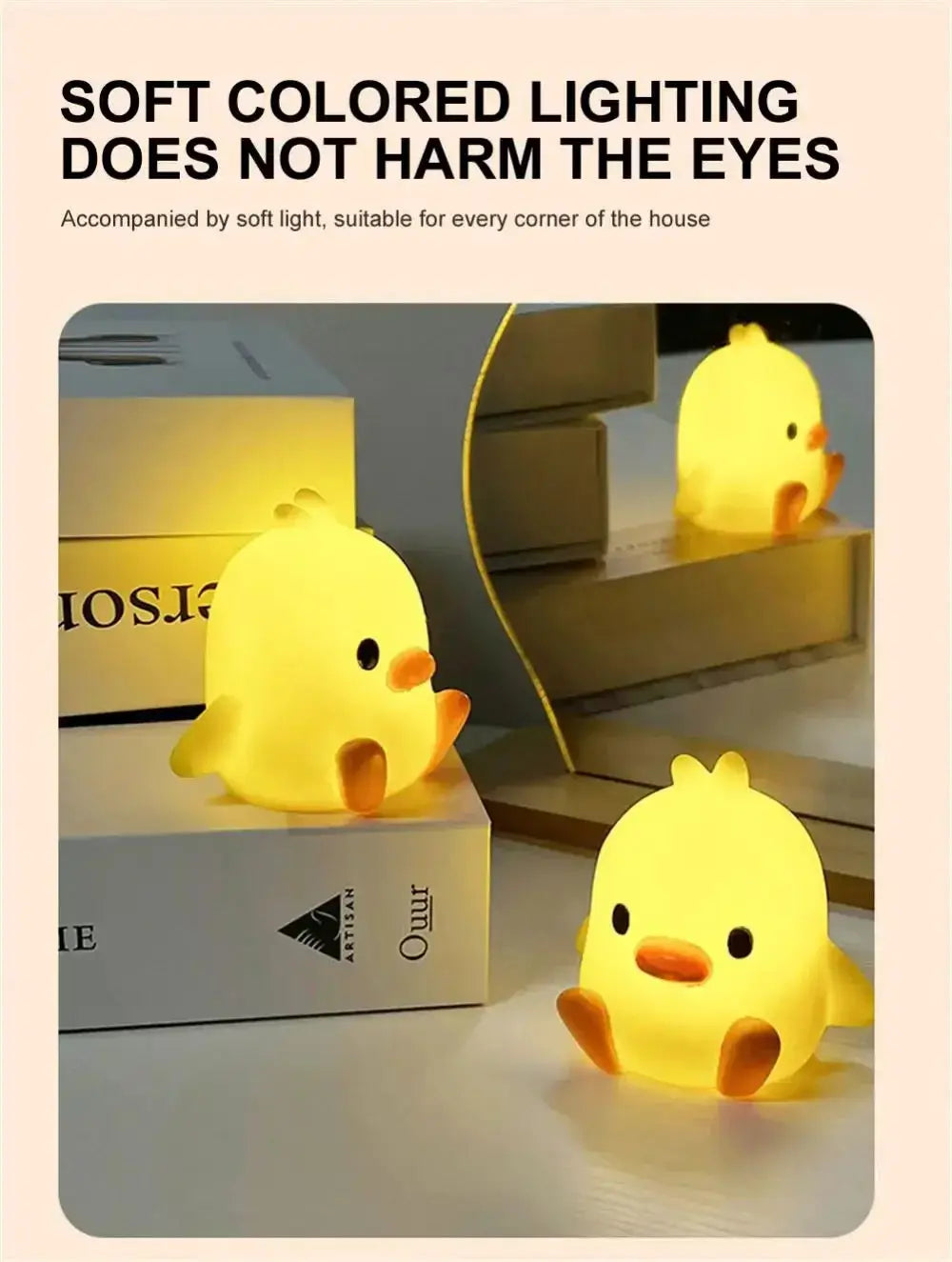 BrightNest Duck Night Light For Kids Room Cute Cartoon Animal Night Lamp With Soothing Warm Glow