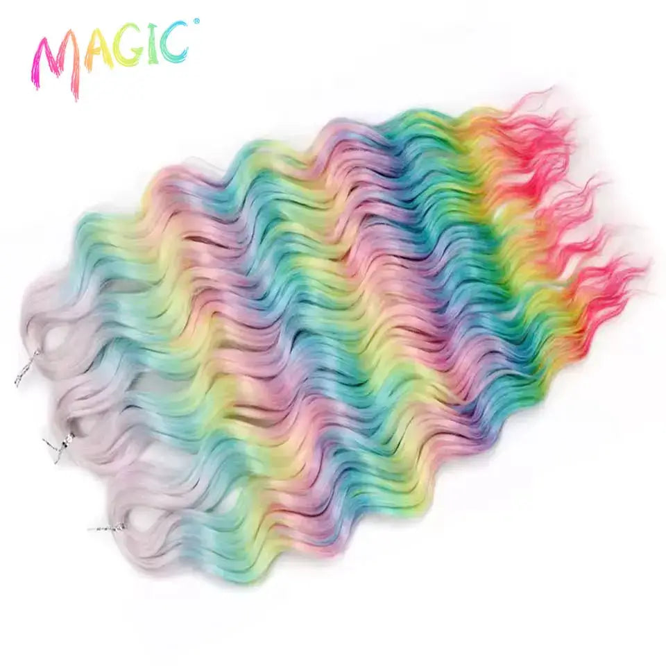 Anna synthetic hair 24in water-wave braiding extensions in rainbow ombre by Simples Market
