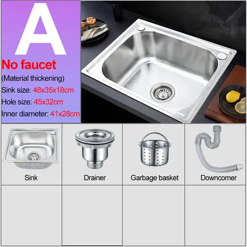 Simples Market stainless steel wall-mounted sink with bracket; 304 material, with drain, garbage basket, and downcomer