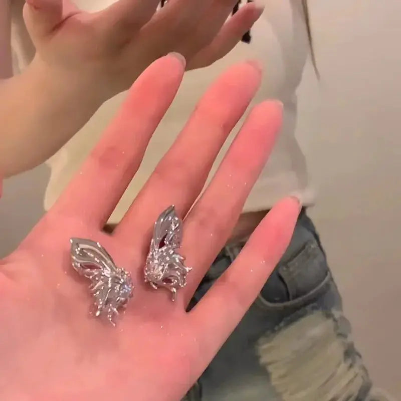 Y2K Irregular Liquid Earrings for Women Silver Geometric Clip Earrings Hip Hop Punk Fashion 2024 Trendy Party Jewelry