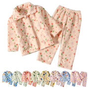 Cute Cartoon Pattern Coral Fleece Flannel Pajama Sets For Boys And Girls Long Sleeve Warm Comfortable Winter Sleepwear