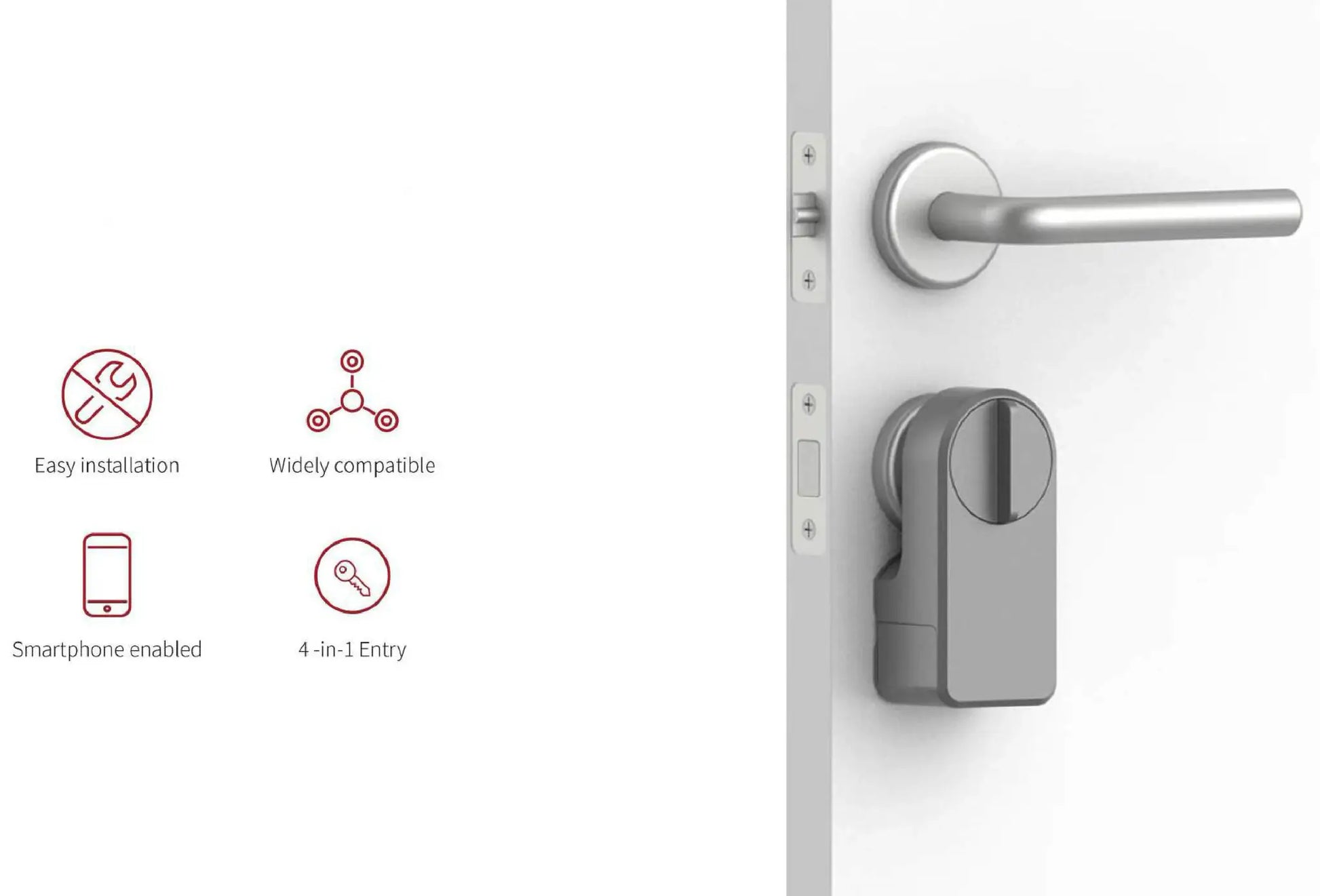 A1 Pro Bluetooth smart door lock with lever handle, silver metal finish