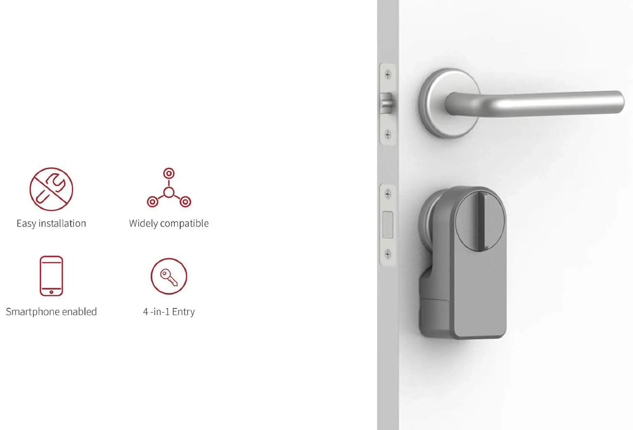 Electronic door lock RAYKUBE A1 Ultra by Simples Market with fingerprint keypad and BLE, silver finish.