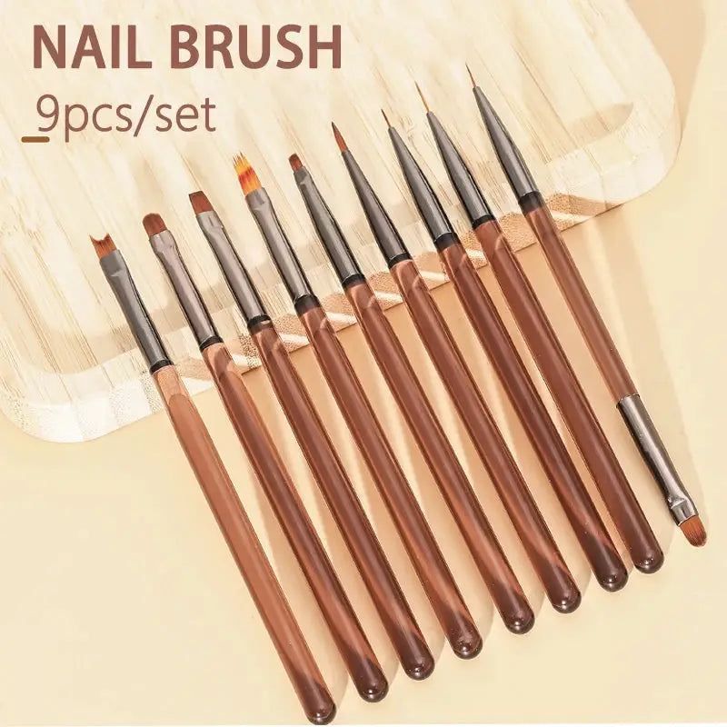 NailCraft 9 Piece Nail Brush Set Liner DIY Painting Pen Set Durable Acrylic Brushes For Precise Nail Art