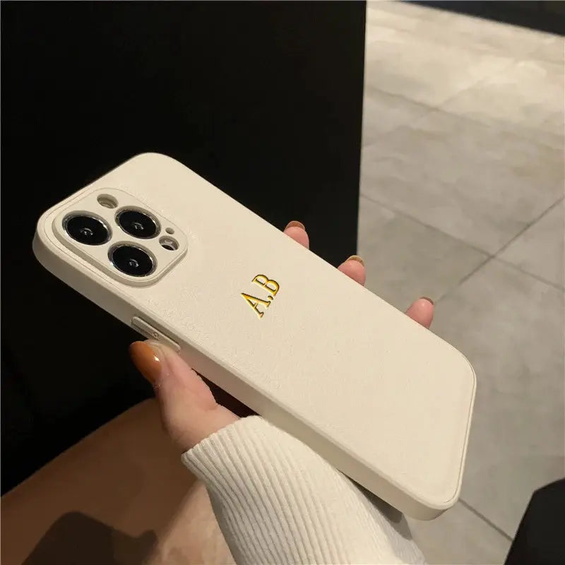 LuxCase Personalized Leather iPhone Case For 11 Through 17 Pro Max Plus 17 Air With Custom Initials And Name Engraving