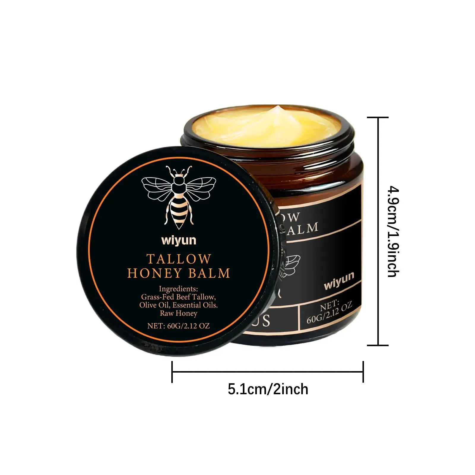 PureGlow Naturals Beef Tallow Honey Cream Glow Deep Hydration Elasticity Boost Brightening Firming For Face And Body