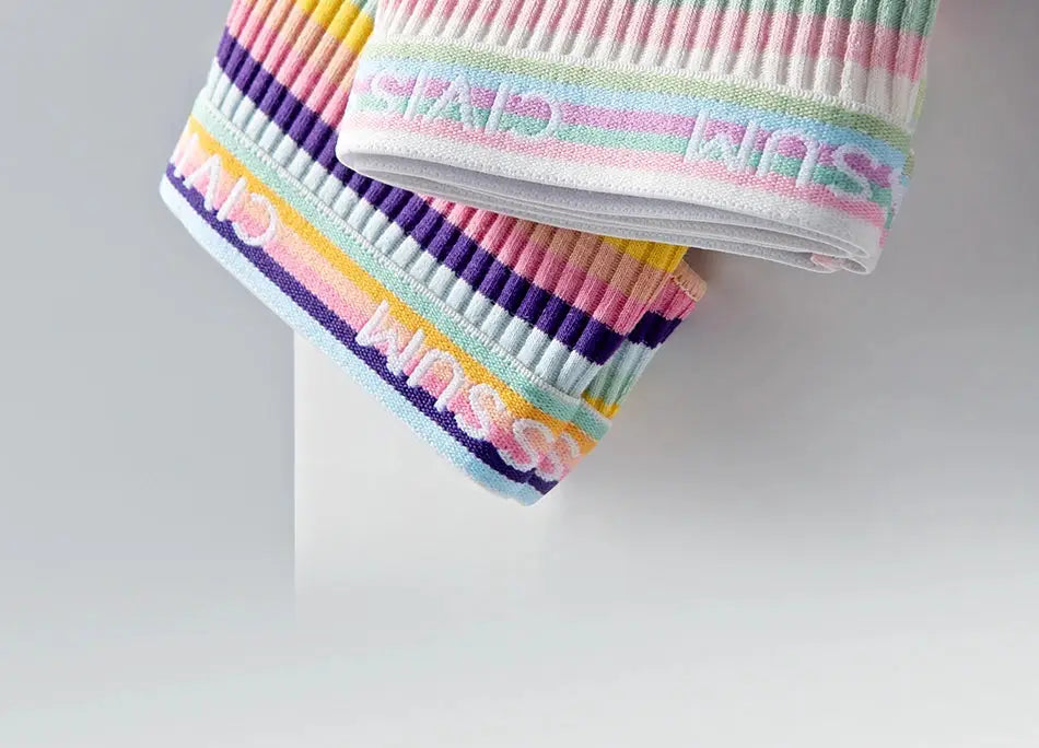 3-piece rainbow striped cotton low-rise women's panties set