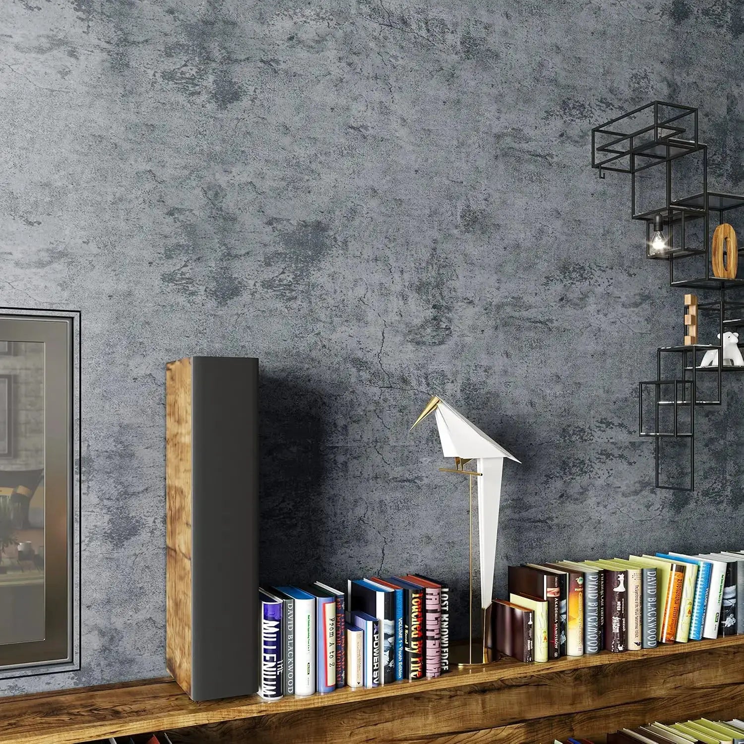 40cm PVC self-adhesive floor/wall tile sticker in concrete gray texture for bathroom or kitchen decor
