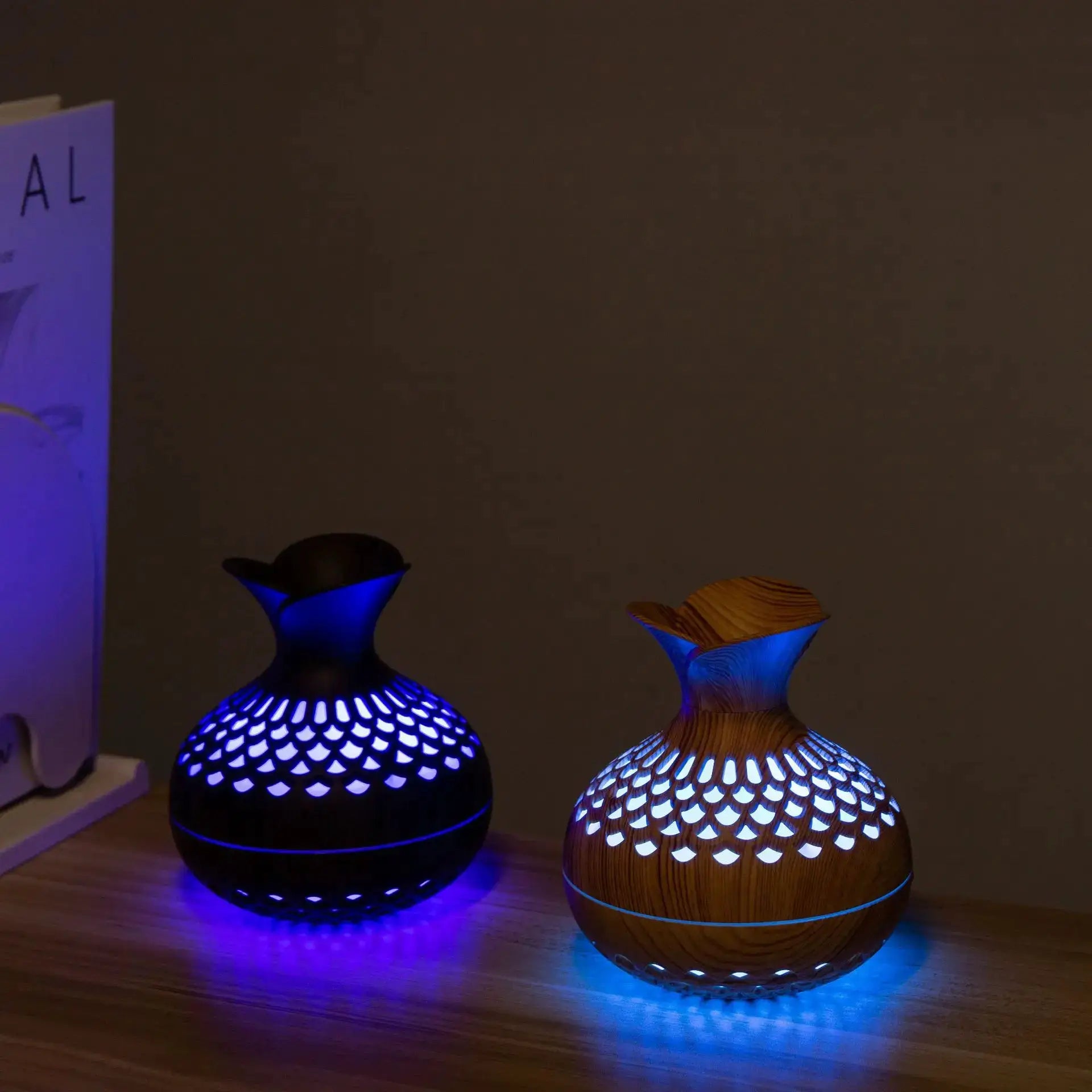 Homefish 300ml USB Air Humidifier Mini Desktop Humidifier Hollow Vase Shape With Colorful Night Lights