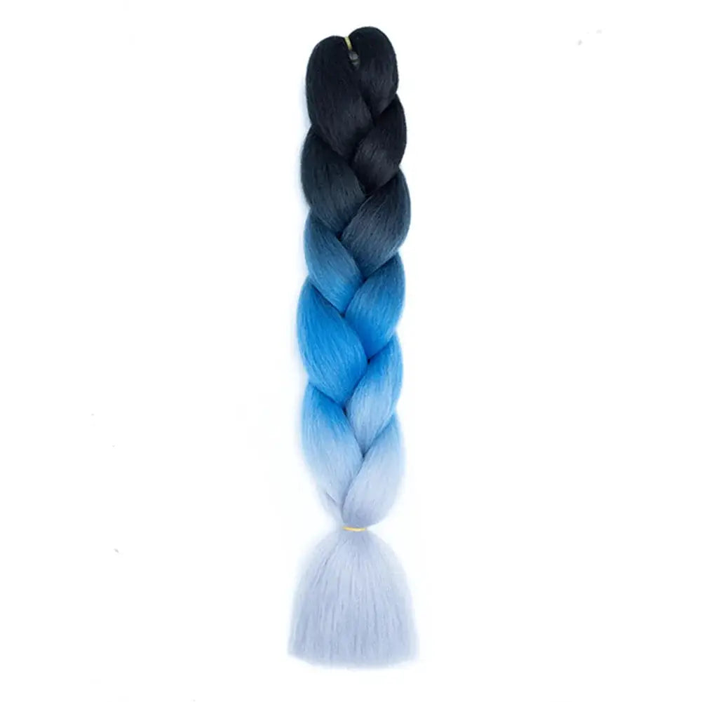 Simples Market 24-inch jumbo braiding hair in black-to-blue ombre, synthetic crochet braid extension