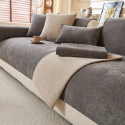 Waterproof chenille sofa cushion cover by Simples Market in charcoal gray
