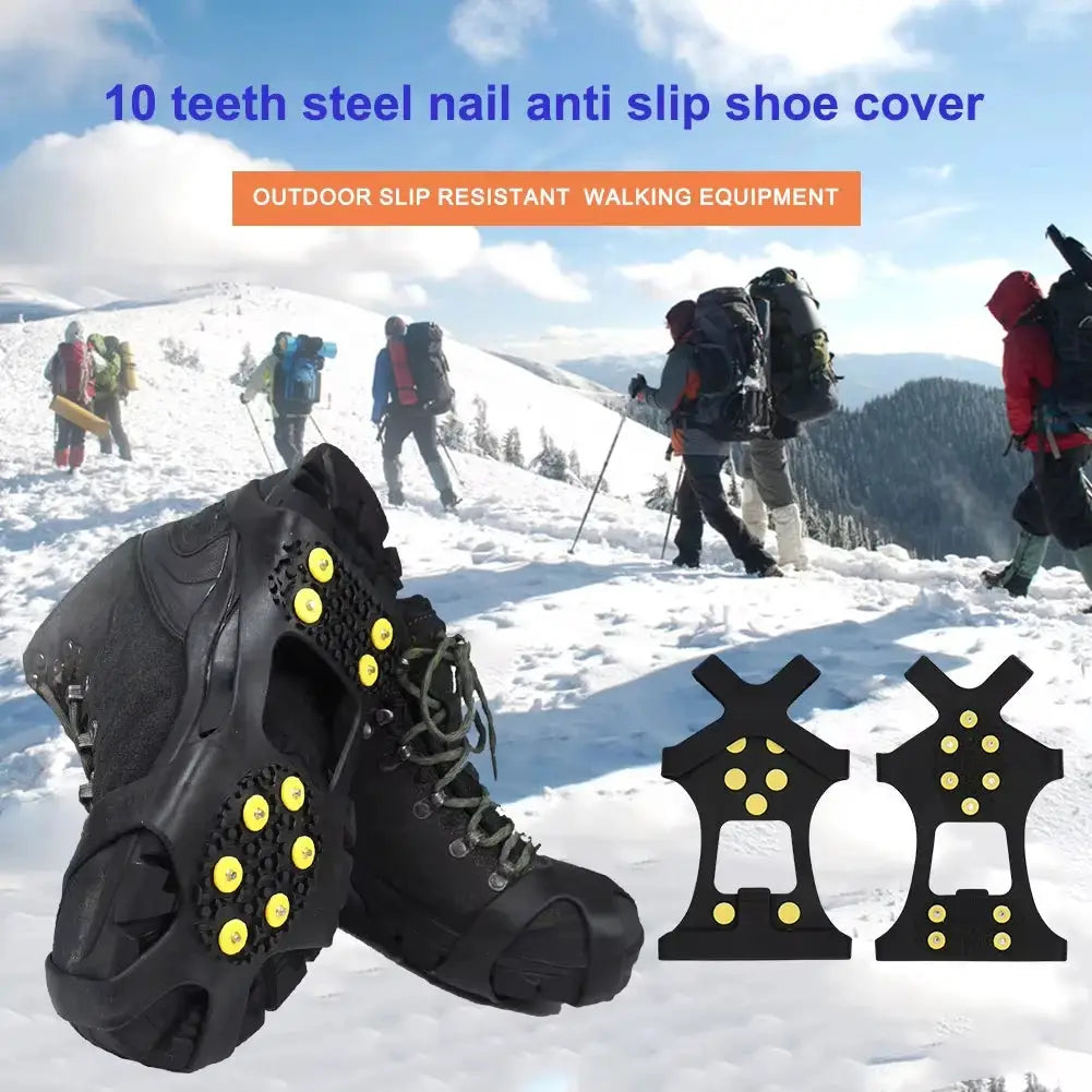 SnowGrip 10 Tooth Snow Claw Shoe Covers For Men And Women Non Slip Traction Crampons For Hiking