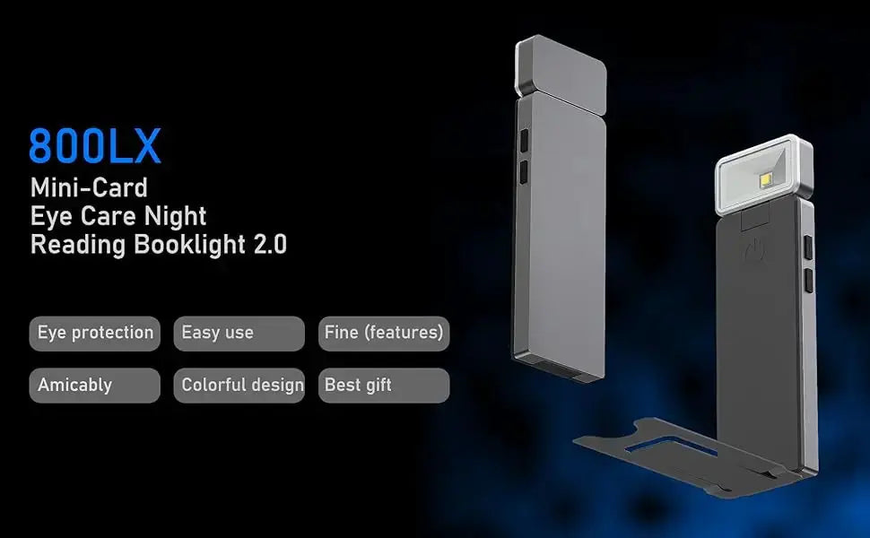 Simples Market LED rechargeable clip-on book light with 3 colors and 5 brightness, dark gray bookmark lamp