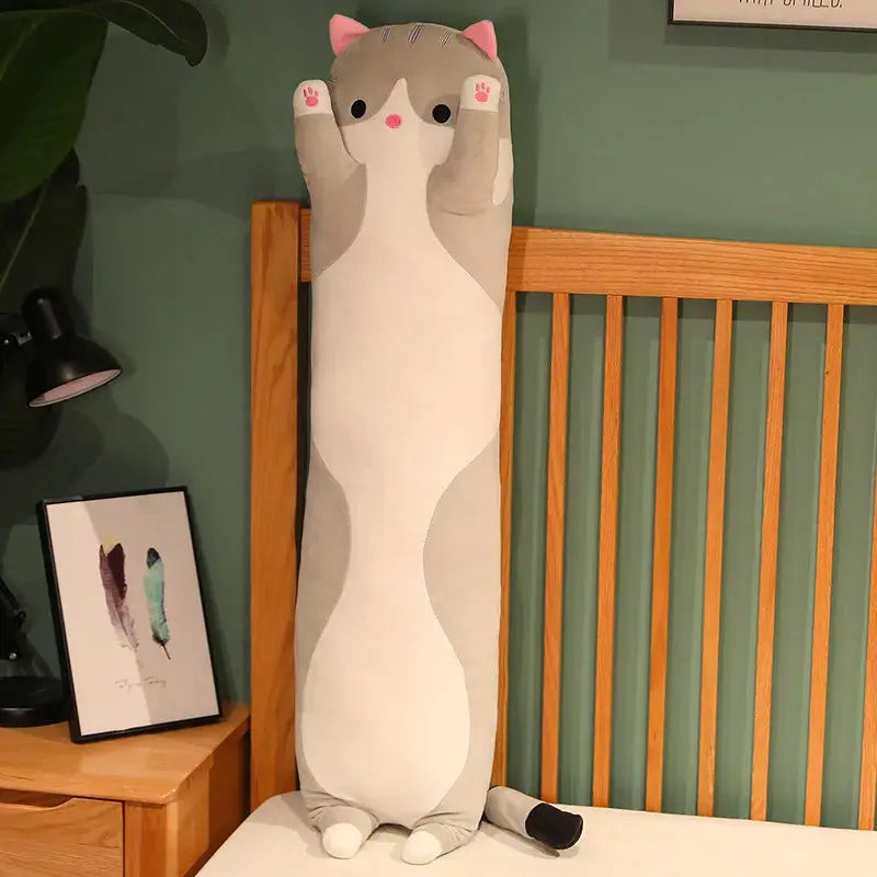 Funny Joy Cute Soft Long Cat Plush Pillow 50 70 90 110 130 cm For Office Nap Bed Home Decor Gift For Kids Girls