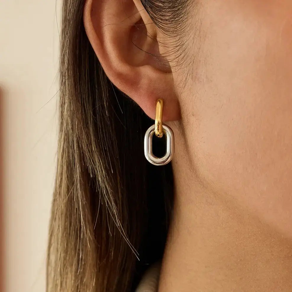 304 Stainless Steel Circle Hoop Earrings Vacuum Electroplated 18K Gold Plated Simple Classic Jewelry