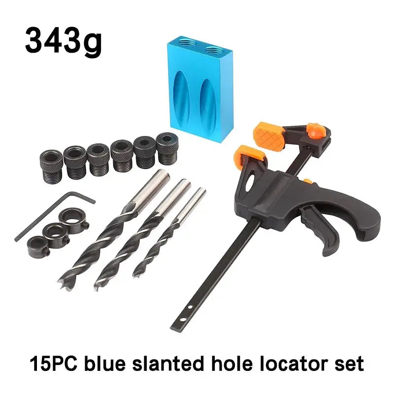 Blue 7 To 15 Piece 15 Degree Inclined Hole Locator For Drill Installation Tool With F Clamp And Three Point
