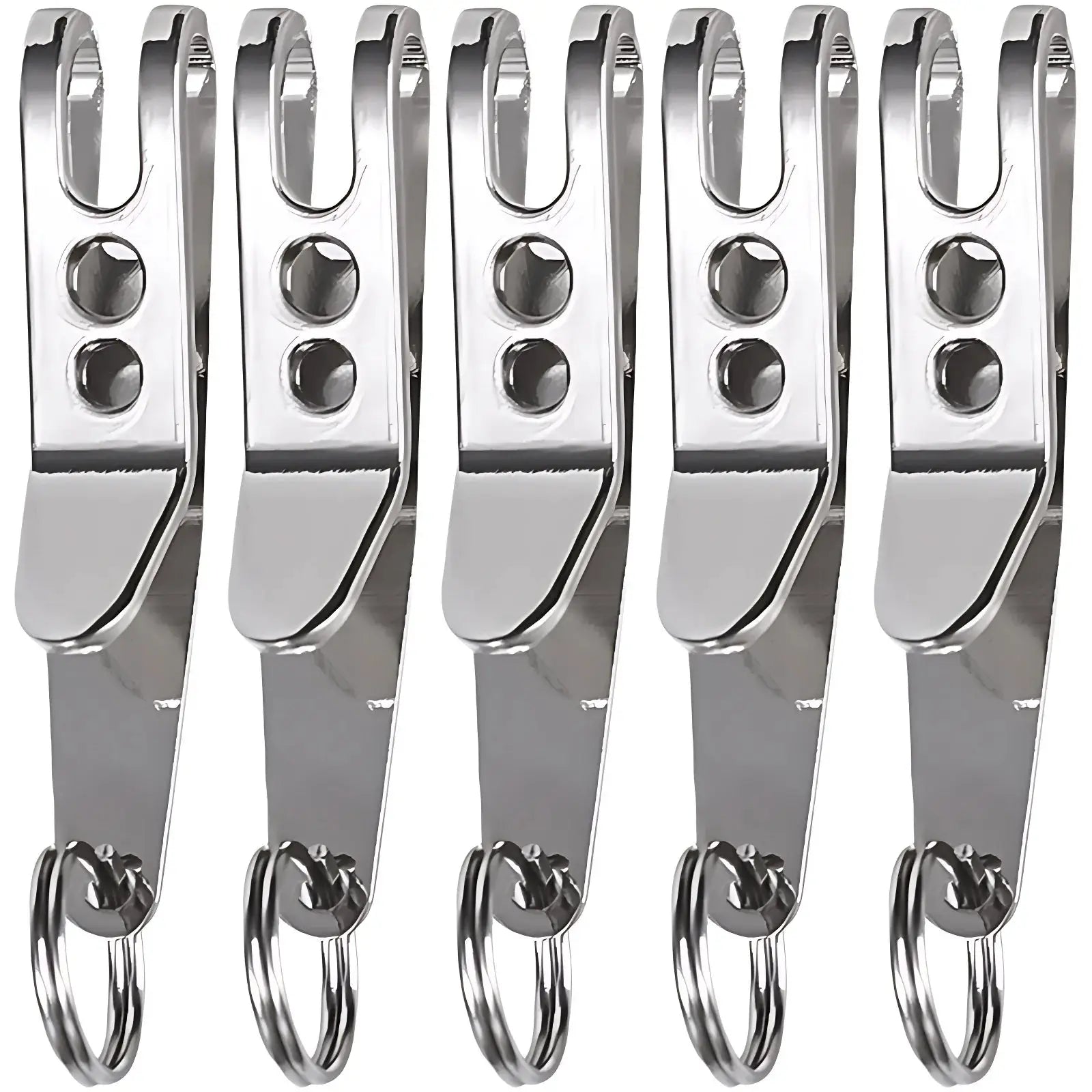Simples Market EDC pocket suspension clip set with key carabiner, chrome-plated steel, 8-pack
