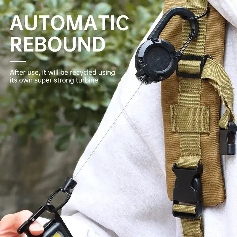 Outdoor Retractable Key Chain With Mountaineering Buckle Anti Loss Anti Theft Metal Cable High Rebound Easy to Pull