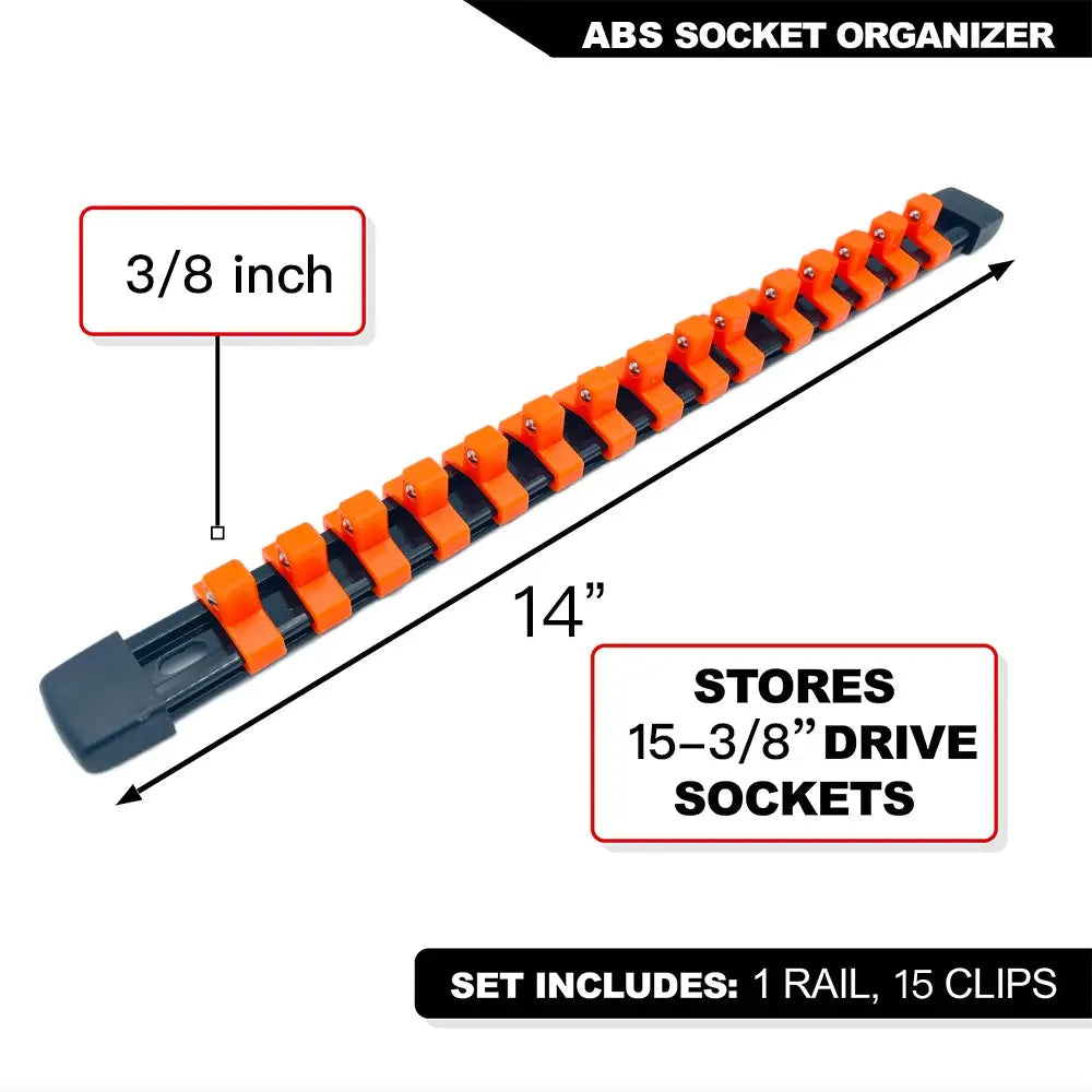 Durable Plastic Socket Organizer Rail Bracket For Quarter Inch Three Eighths And Half Inch Wrenches