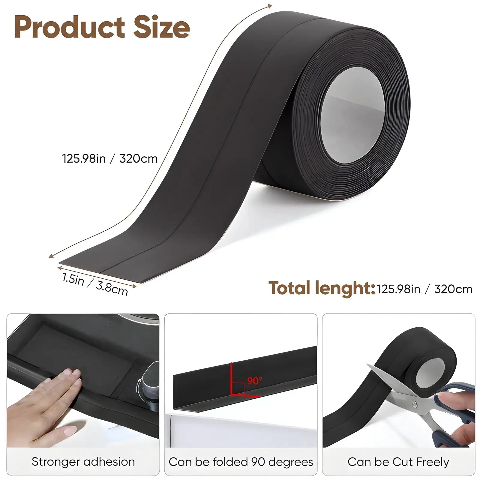 Waterproof PVC Self Adhesive Sealing Tape For Bathroom Kitchen Sink Caulk Mold Proof Seal Strip