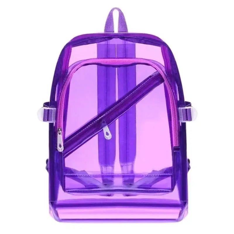 Transparent PVC school backpack by Simples Market in purple for teens
