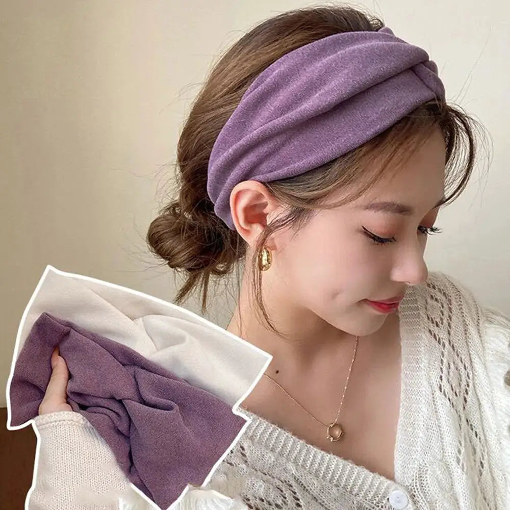 ZenWeave Wide Cotton Stretch Bandage Headband Elastic Solid Color Hair Accessory For Sports And Everyday Wear