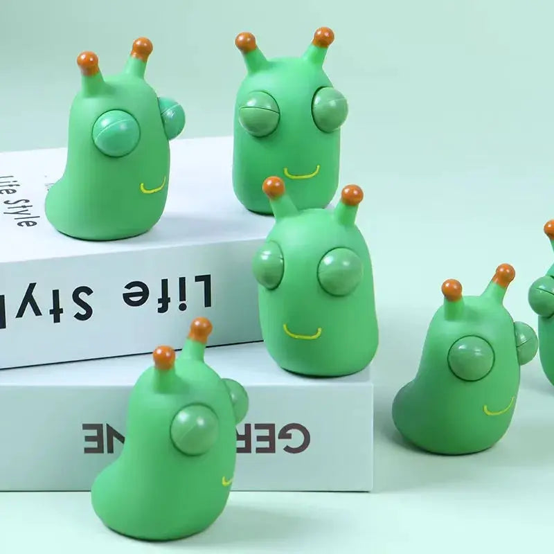 1 To 3 Piece Set Novelty Green Worm Squeeze Toys Eye Fidget For Sensory Stress Relief Kids And Adults Birthday Gifts