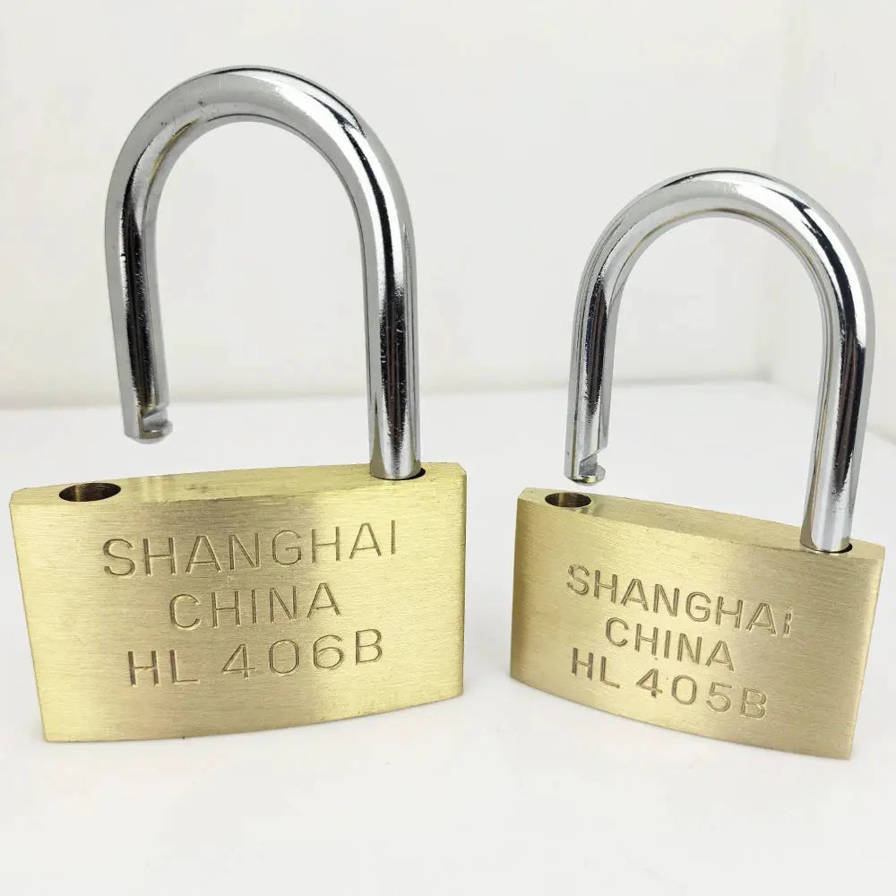 Brass padlocks with chrome shackles, HL 406B and HL 405B, set of 2