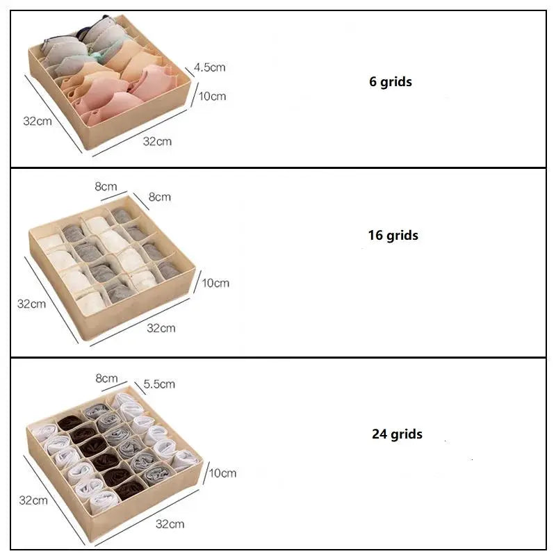 Underwear Organizer Drawer Boxes For Closet Cabinet Foldable Breathable Nonwoven Fabric Storage For Bras Socks