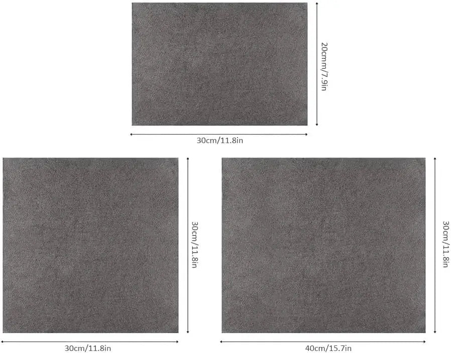 Simples Market 3-pack thickened glass cleaning cloths, gray microfiber window rags in sizes 30x20, 30x30 and 40x30 cm