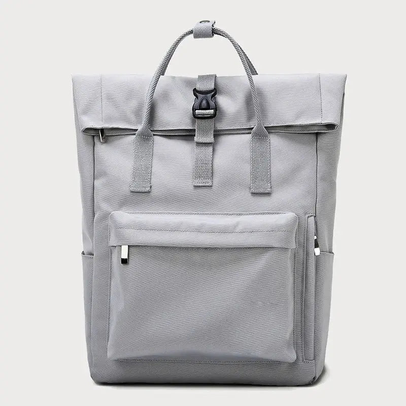 Simples Market girls' gray backpack, large-capacity schoolbag with front pocket and 14-inch laptop space
