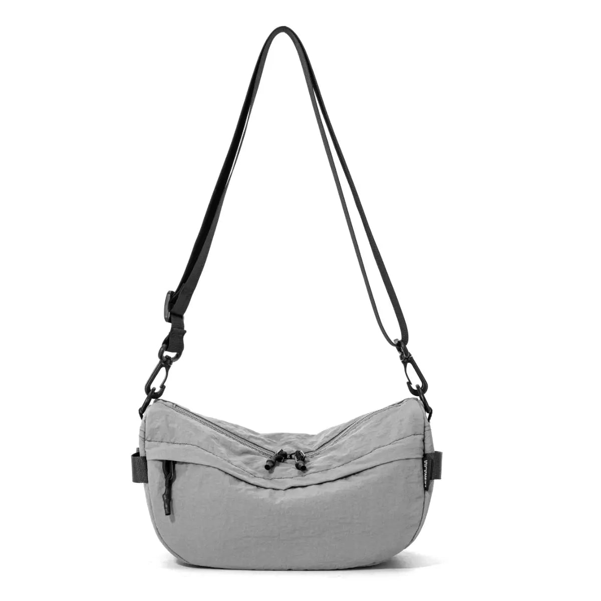 Simples Market Japanese-style waterproof nylon crossbody bag, compact gray with multiple pockets and adjustable strap