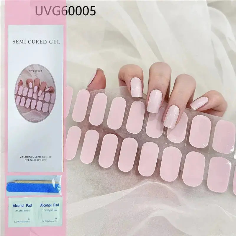 NailLux Semi Cured Nail Wraps For 16 To 20 Tips Easy Full Cover Adhesive Press On Nails Gel Finish UV LED Compatible