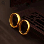 Sand Gold Adjustable Ring Matte Wide Band Openable Fade Resistant Unisex Jewelry Minimalist Gift For Couples