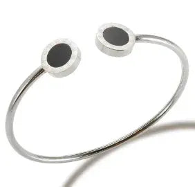 Geometric Stainless Steel Cuff Bracelet For Women With Adjustable Fit And Gold Color Plating