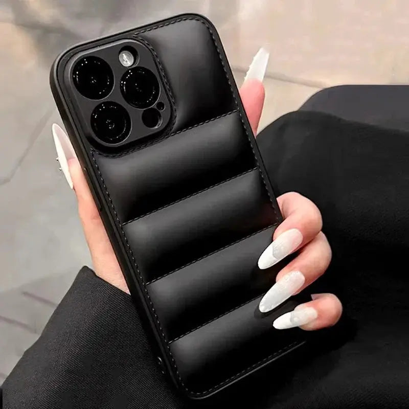 AuroraCase Colorful Down Jacket Pattern Silicone Phone Case For iPhone 16 To 11 Pro Max Plus Shockproof Camera Guard