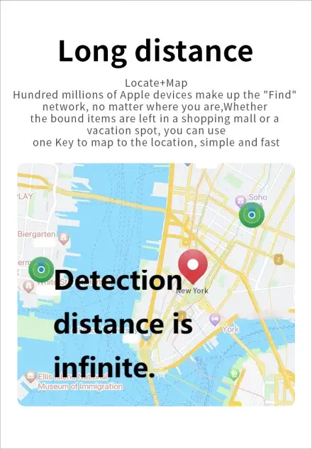 Simples Market JSPTEC Airtag GPS tracker on a map with green and red location pins; IPX5 waterproof