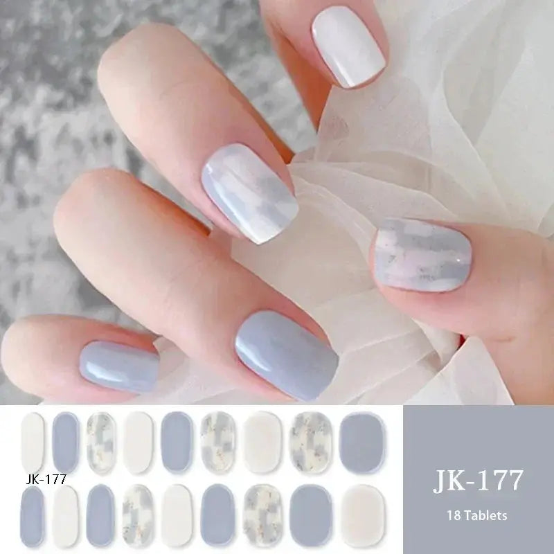 NailLux Semi Cured Nail Wraps For 16 To 20 Tips Easy Full Cover Adhesive Press On Nails Gel Finish UV LED Compatible