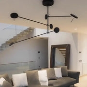 Creative LED Chandelier, black lustre metal pendant light with adjustable arms for living room or dining area