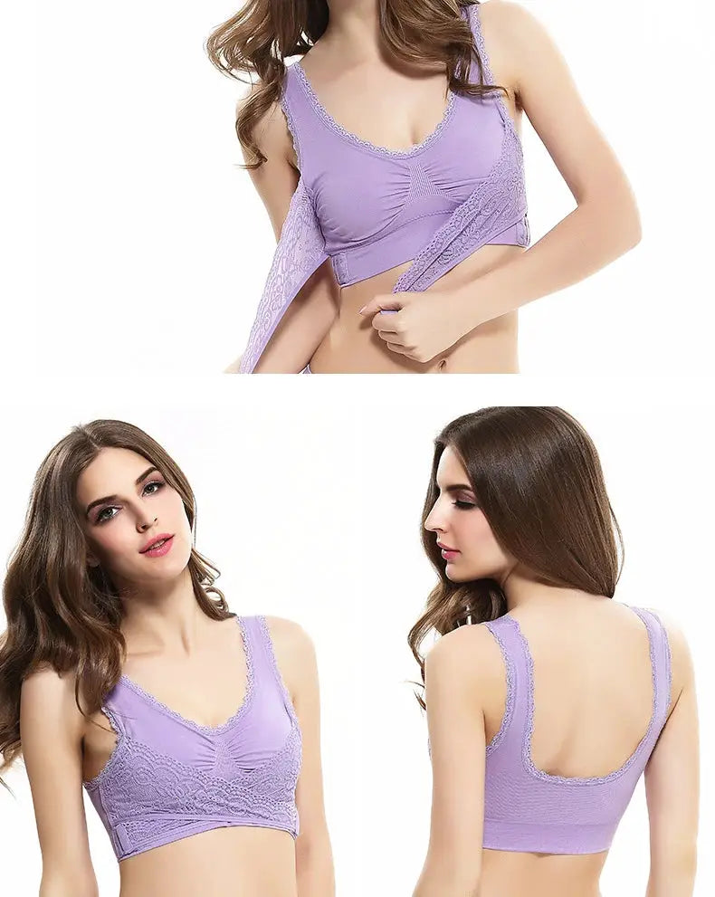 Simples Market lavender lace seamless bralette sports bra with wide back band