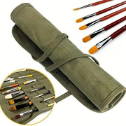 22 Slot Canvas Brush Roll Bag For Watercolor Gouache And Calligraphy Supplies, Roll Up Pen Storage Case
