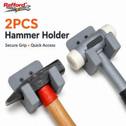 Hammer holders by Rafford Tools, 2pcs wall-mounted gray heavy-duty hammer rack with secure grip for garage workshop.