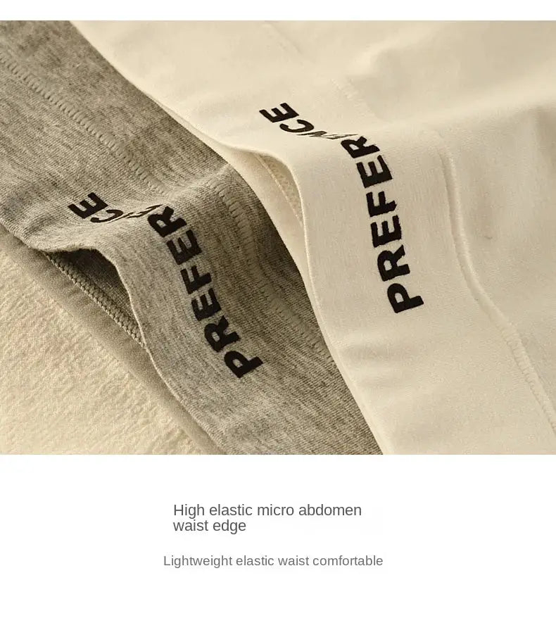 3-piece cotton high-waist panties by Simples Market; breathable, comfortable beige and gray underwear