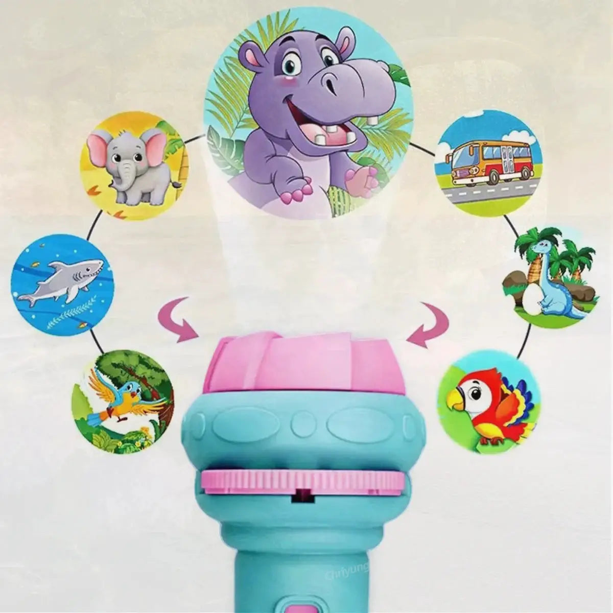 Kids Projector Flashlight With 10 Card Slides And 80 Images Cartoon Night Light For Bedtime Story Education Gift