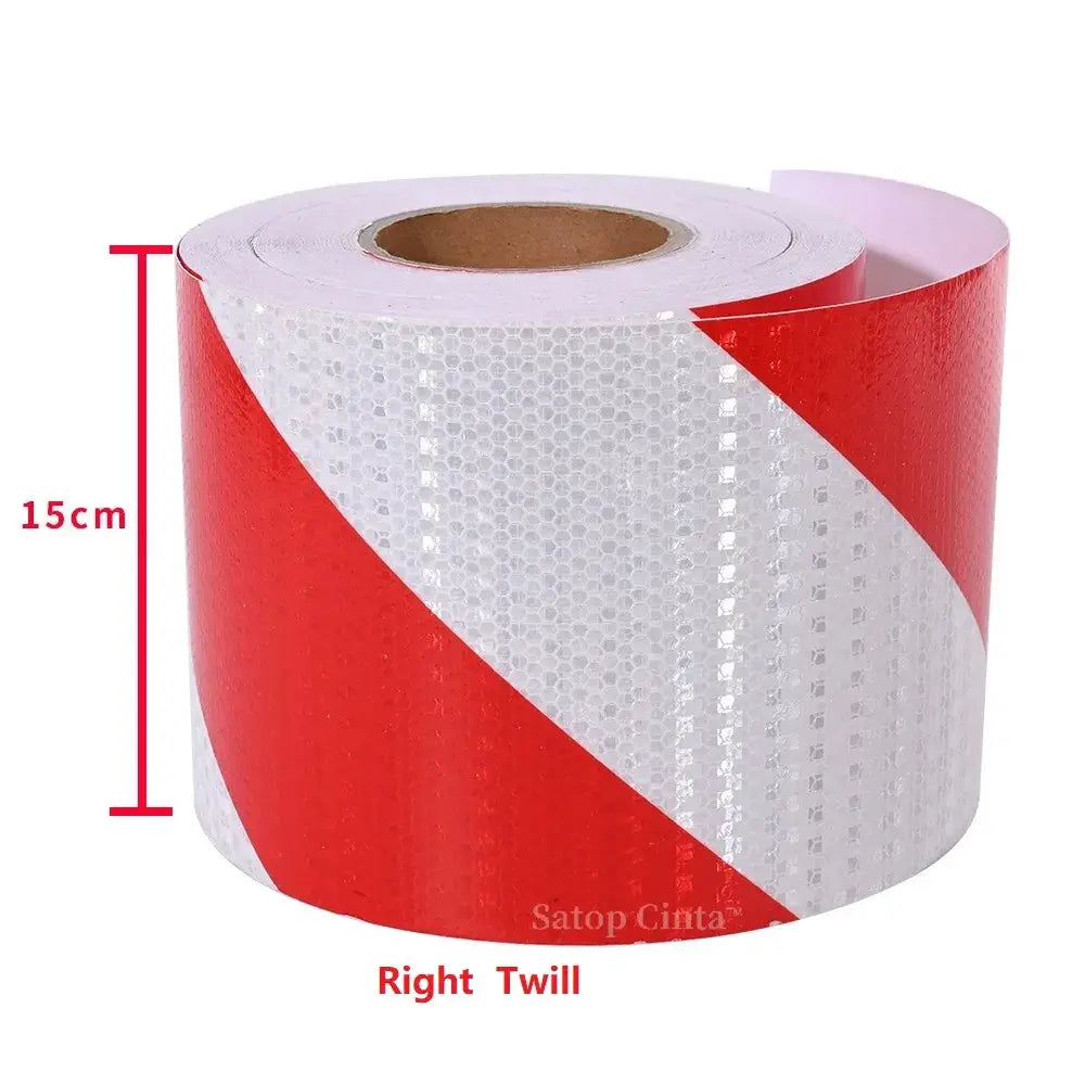 Reflective Adhesive Tape With Twill White Red Stripes Waterproof For Car Left Or Right 5cm 10cm 15cm 20cm By 5m