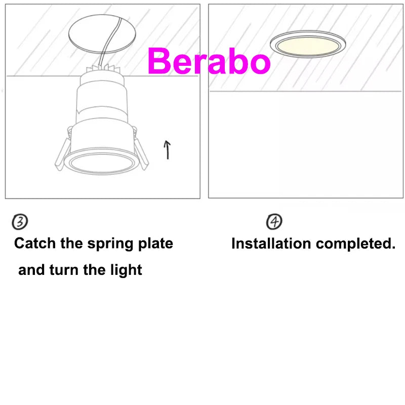Berabo recessed LED downlight; COB, dimmable 12W/18W/24W, 110–220V indoor ceiling light, anti-glare.