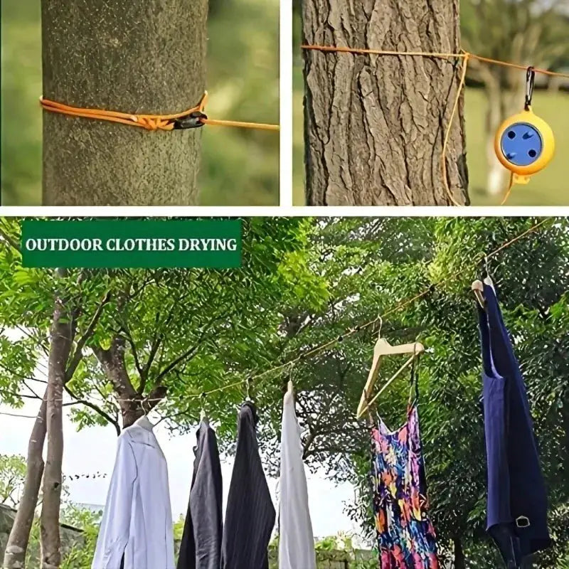 Portable retractable clothesline by Simples Market with orange cord for outdoor clothes drying